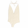 Plunging V Neck Cream Eyelet One Piece
