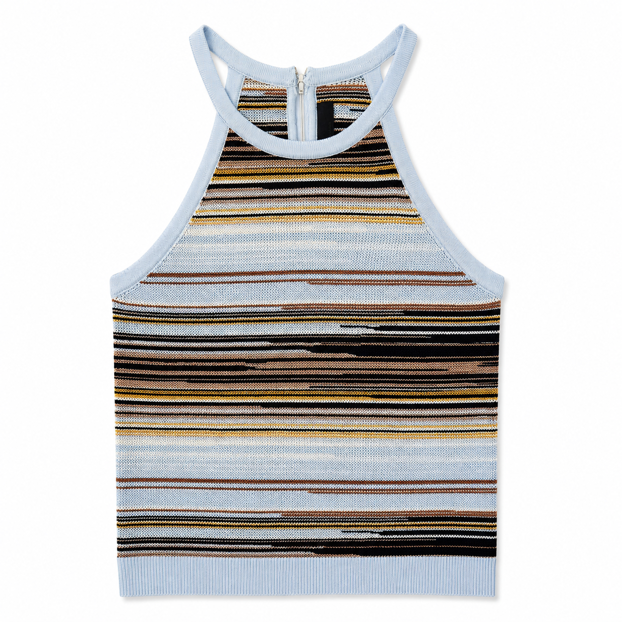 High Neck Multi Color Striped Tank