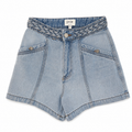 High waisted braided denim shorts