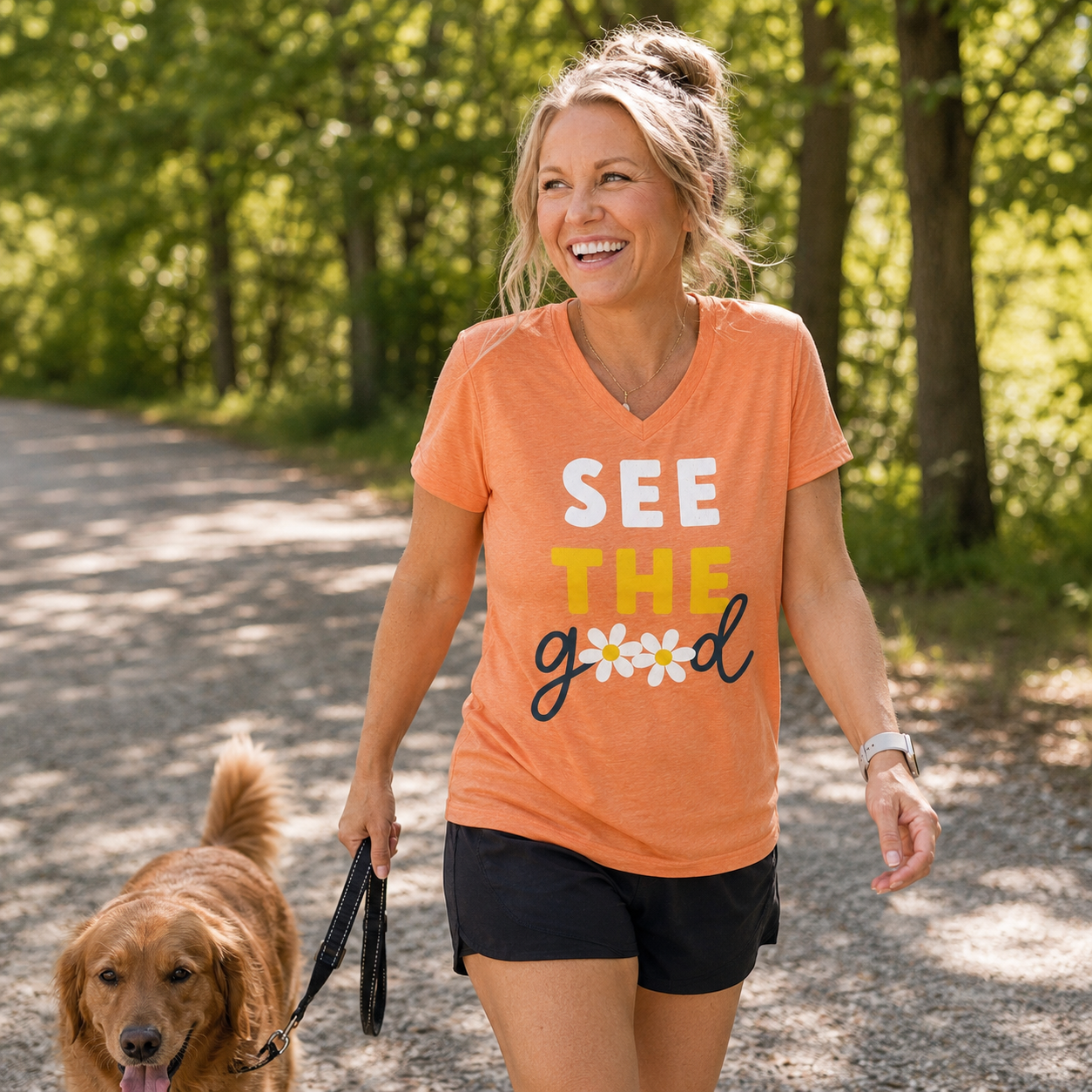 See the Good Daisy Graphic Tee | Peach V-Neck