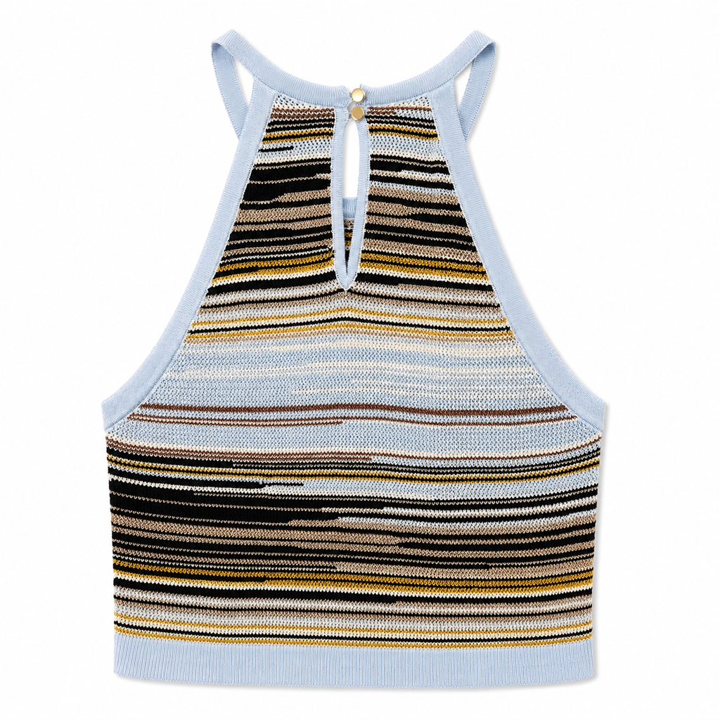High Neck Multi Color Striped Tank