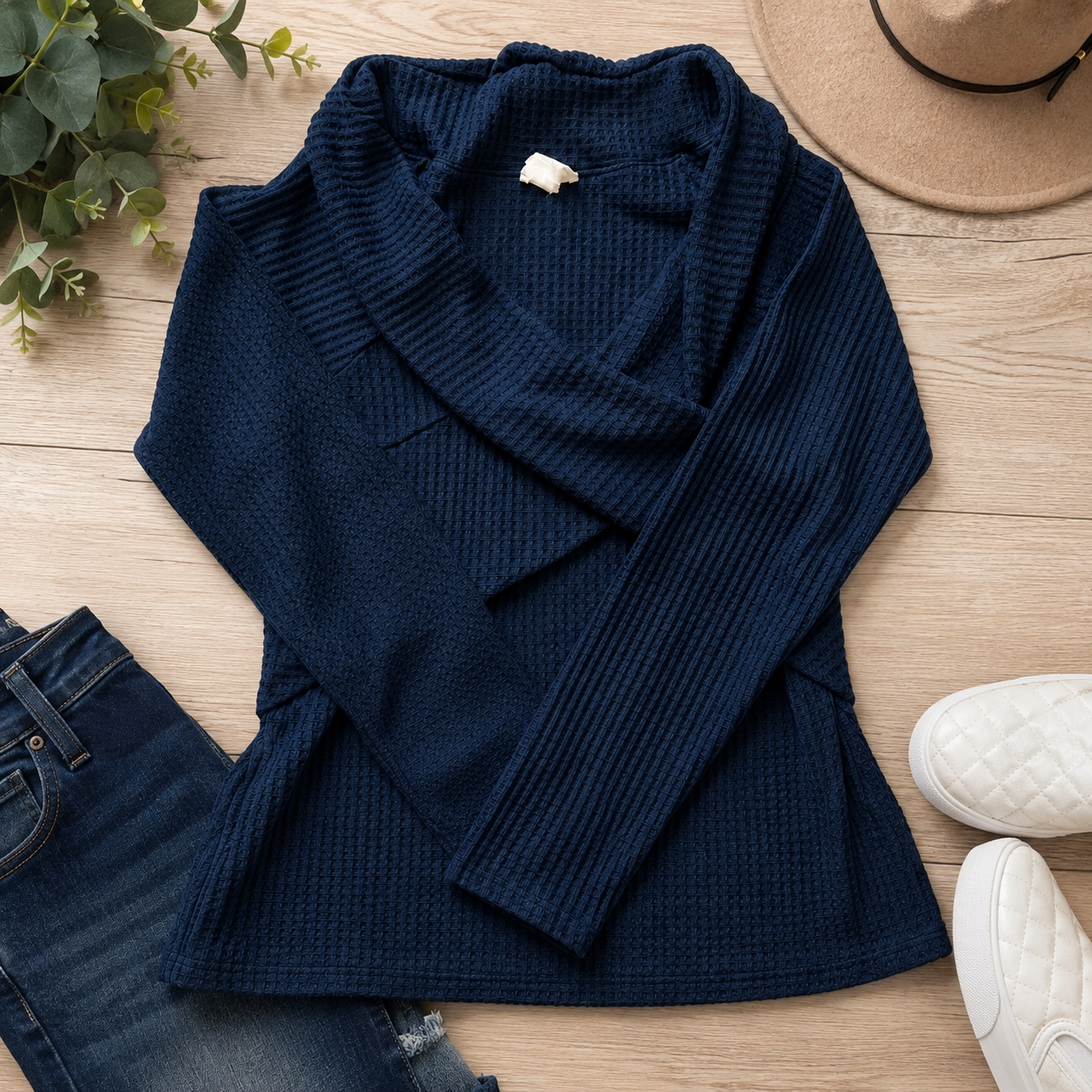 Steel Blue Cowl Neck