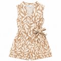 Beige Tropical Linen Romper