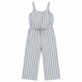 Blue and White Vertical Striped Jumpsuit