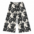100% Linen Wide Leg Black Floral Pants